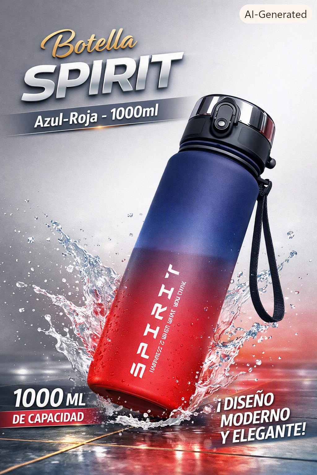 Botella de Agua Deportiva con Degradado – Gran Capacidad, Resistente al Calor, para Niños, Estudiantes y Fitness